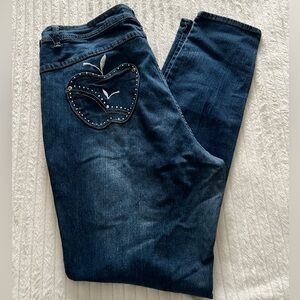 Apple bottom mid dark wash straight leg jeans